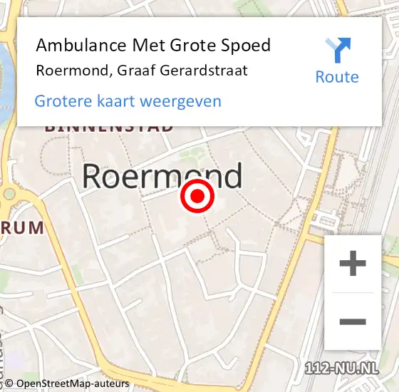 Locatie op kaart van de 112 melding: Ambulance Met Grote Spoed Naar Roermond, Graaf Gerardstraat op 28 maart 2022 15:11