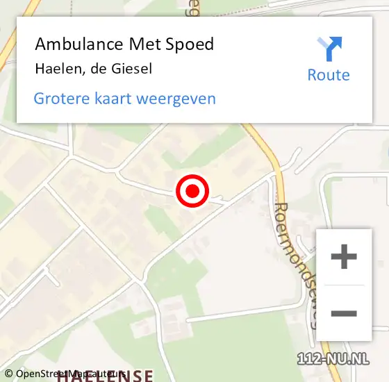 Locatie op kaart van de 112 melding: Ambulance Met Spoed Naar Haelen, de Giesel op 28 maart 2022 15:46