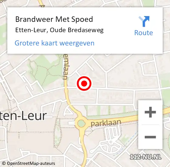 Locatie op kaart van de 112 melding: Brandweer Met Spoed Naar Etten-Leur, Oude Bredaseweg op 28 maart 2022 15:58
