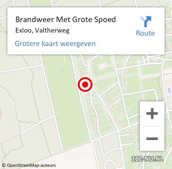 Locatie op kaart van de 112 melding: Brandweer Met Grote Spoed Naar Exloo, Valtherweg op 28 maart 2022 19:25