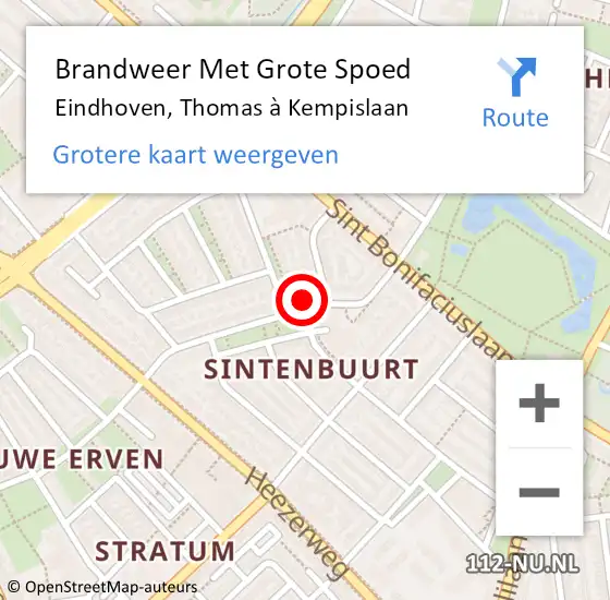 Locatie op kaart van de 112 melding: Brandweer Met Grote Spoed Naar Eindhoven, Thomas à Kempislaan op 28 maart 2022 19:58