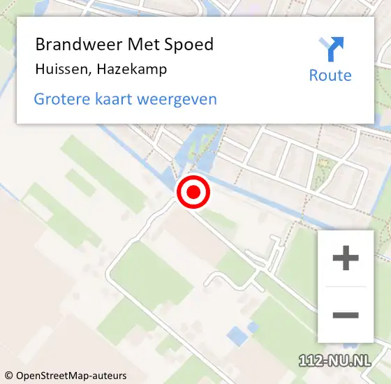 Locatie op kaart van de 112 melding: Brandweer Met Spoed Naar Huissen, Hazekamp op 28 maart 2022 20:21