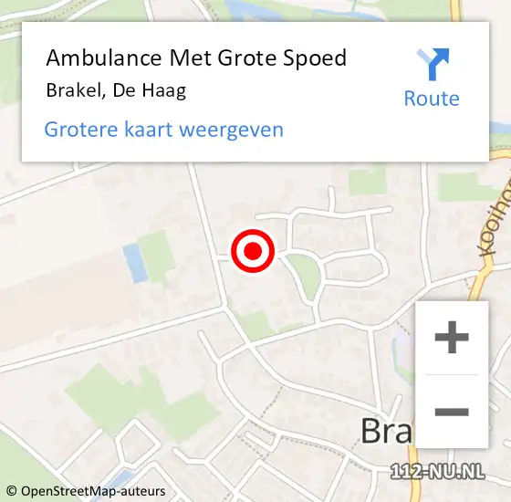 Locatie op kaart van de 112 melding: Ambulance Met Grote Spoed Naar Brakel, De Haag op 28 maart 2022 22:58