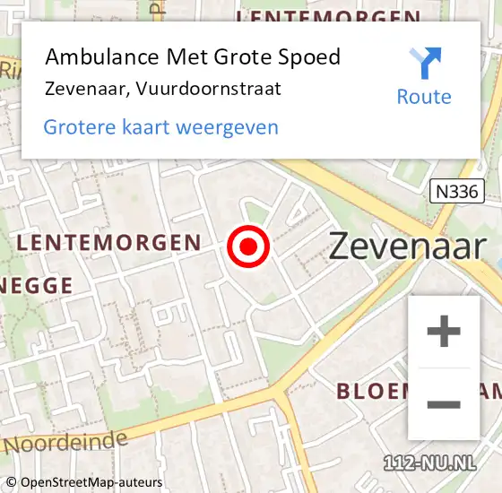Locatie op kaart van de 112 melding: Ambulance Met Grote Spoed Naar Zevenaar, Vuurdoornstraat op 29 maart 2022 08:59