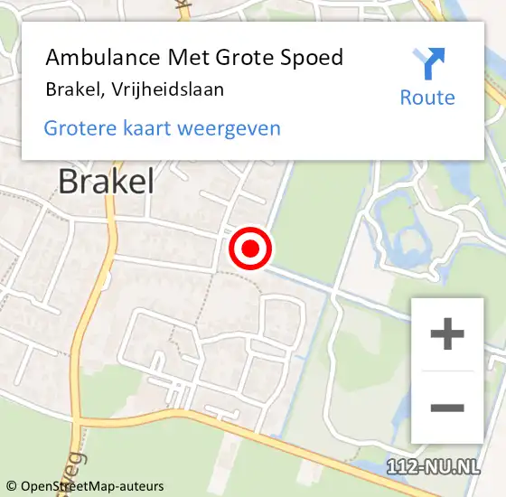 Locatie op kaart van de 112 melding: Ambulance Met Grote Spoed Naar Brakel, Vrijheidslaan op 29 maart 2022 09:10