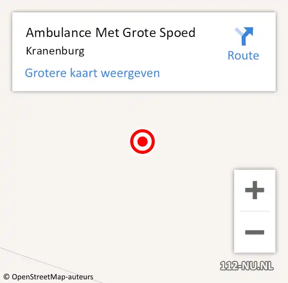 Locatie op kaart van de 112 melding: Ambulance Met Grote Spoed Naar Kranenburg op 29 maart 2022 11:02