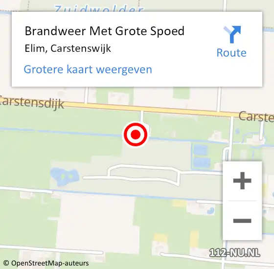 Locatie op kaart van de 112 melding: Brandweer Met Grote Spoed Naar Elim, Carstenswijk op 12 juli 2014 15:40