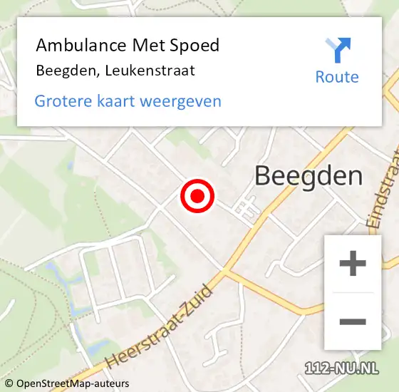 Locatie op kaart van de 112 melding: Ambulance Met Spoed Naar Beegden, Leukenstraat op 29 maart 2022 11:45