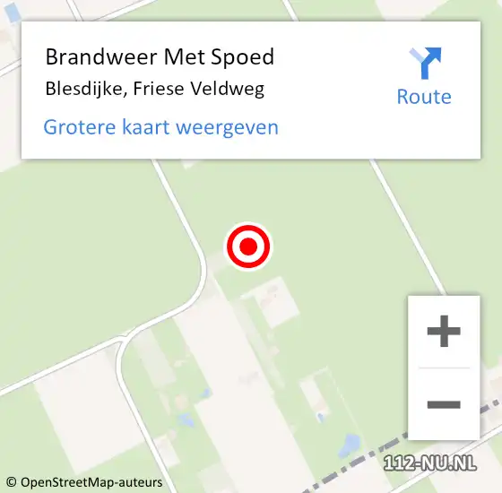 Locatie op kaart van de 112 melding: Brandweer Met Spoed Naar Blesdijke, Friese Veldweg op 29 maart 2022 13:32