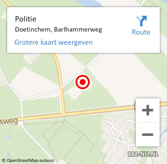 Locatie op kaart van de 112 melding: Politie Doetinchem, Barlhammerweg op 29 maart 2022 13:57