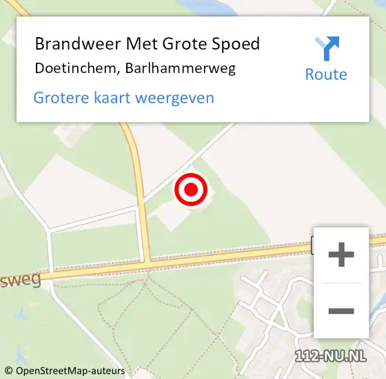 Locatie op kaart van de 112 melding: Brandweer Met Grote Spoed Naar Doetinchem, Barlhammerweg op 29 maart 2022 13:58