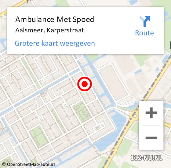 Locatie op kaart van de 112 melding: Ambulance Met Spoed Naar Aalsmeer, Karperstraat op 29 maart 2022 14:30