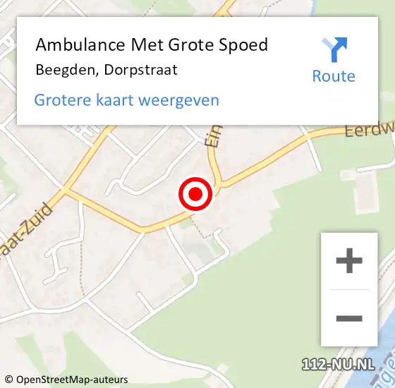 Locatie op kaart van de 112 melding: Ambulance Met Grote Spoed Naar Beegden, Dorpstraat op 29 maart 2022 15:02