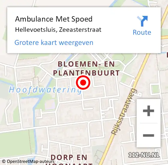 Locatie op kaart van de 112 melding: Ambulance Met Spoed Naar Hellevoetsluis, Zeeasterstraat op 29 maart 2022 16:47