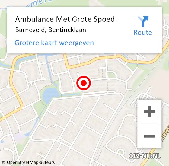 Locatie op kaart van de 112 melding: Ambulance Met Grote Spoed Naar Barneveld, Bentincklaan op 29 maart 2022 17:25