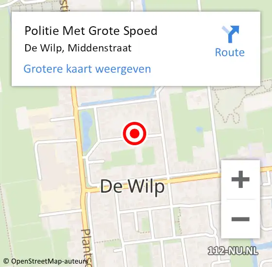 Locatie op kaart van de 112 melding: Politie Met Grote Spoed Naar De Wilp, Middenstraat op 29 maart 2022 18:04