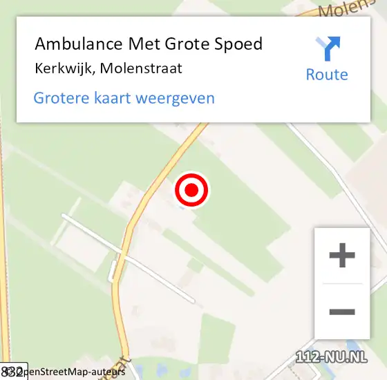 Locatie op kaart van de 112 melding: Ambulance Met Grote Spoed Naar Kerkwijk, Molenstraat op 29 maart 2022 19:30