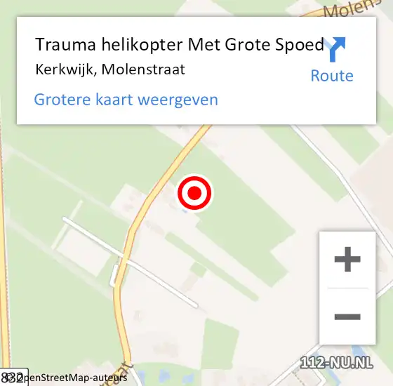 Locatie op kaart van de 112 melding: Trauma helikopter Met Grote Spoed Naar Kerkwijk, Molenstraat op 29 maart 2022 19:37