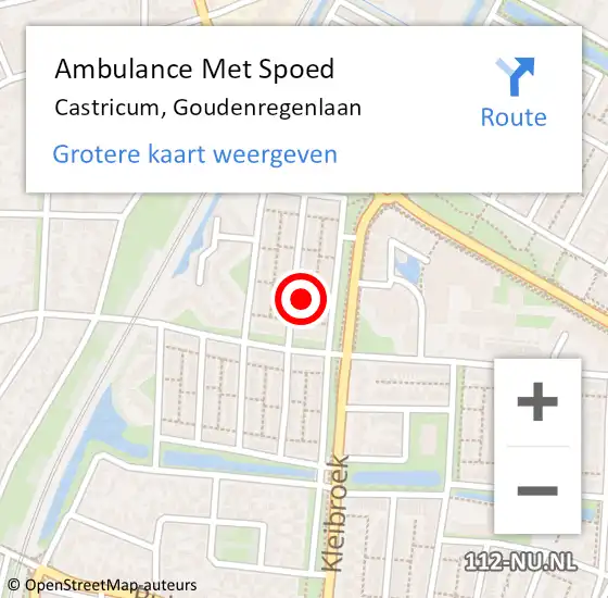 Locatie op kaart van de 112 melding: Ambulance Met Spoed Naar Castricum, Goudenregenlaan op 30 maart 2022 04:12