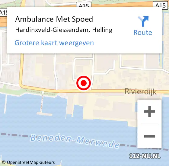 Locatie op kaart van de 112 melding: Ambulance Met Spoed Naar Hardinxveld-Giessendam, Helling op 30 maart 2022 06:50