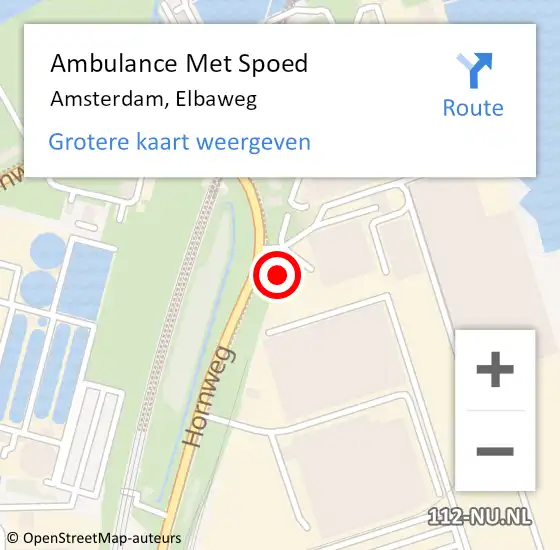 Locatie op kaart van de 112 melding: Ambulance Met Spoed Naar Amsterdam, Elbaweg op 30 maart 2022 09:28