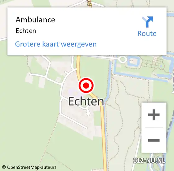 Locatie op kaart van de 112 melding: Ambulance Echten op 30 maart 2022 11:26