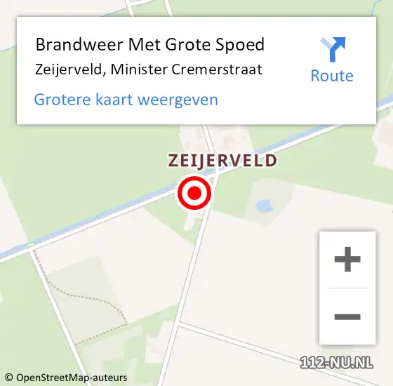 Locatie op kaart van de 112 melding: Brandweer Met Grote Spoed Naar Zeijerveld, Minister Cremerstraat op 30 maart 2022 11:46