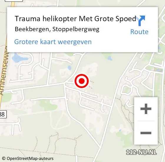 Locatie op kaart van de 112 melding: Trauma helikopter Met Grote Spoed Naar Beekbergen, Stoppelbergweg op 30 maart 2022 12:11
