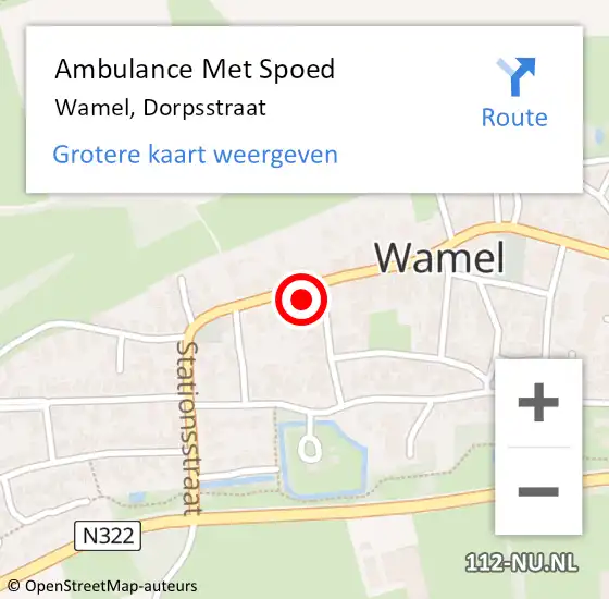 Locatie op kaart van de 112 melding: Ambulance Met Spoed Naar Wamel, Dorpsstraat op 30 maart 2022 12:47