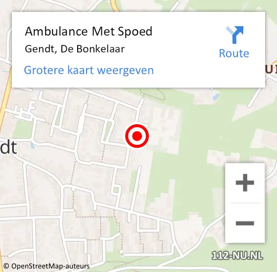 Locatie op kaart van de 112 melding: Ambulance Met Spoed Naar Gendt, De Bonkelaar op 30 maart 2022 14:05
