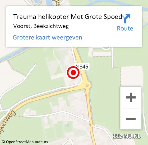 Locatie op kaart van de 112 melding: Trauma helikopter Met Grote Spoed Naar Voorst, Beekzichtweg op 30 maart 2022 14:24
