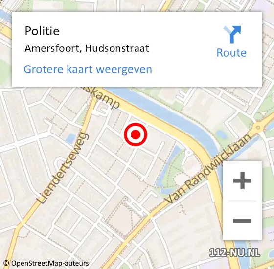 Locatie op kaart van de 112 melding: Politie Amersfoort, Hudsonstraat op 30 maart 2022 14:56