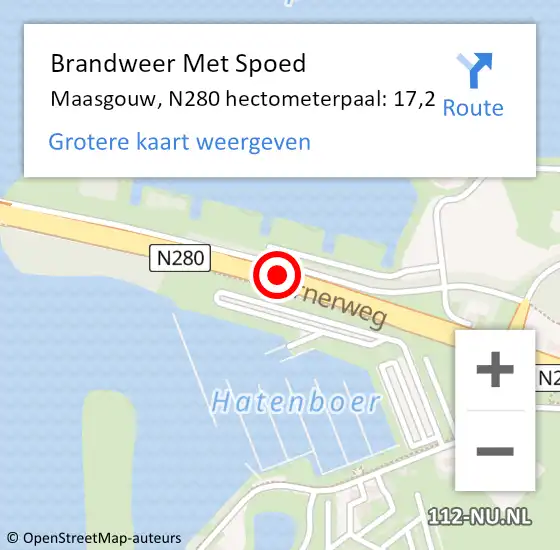 Locatie op kaart van de 112 melding: Brandweer Met Spoed Naar Maasgouw, N280 hectometerpaal: 17,2 op 30 maart 2022 16:48