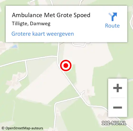 Locatie op kaart van de 112 melding: Ambulance Met Grote Spoed Naar Tilligte, Damweg op 30 maart 2022 18:52
