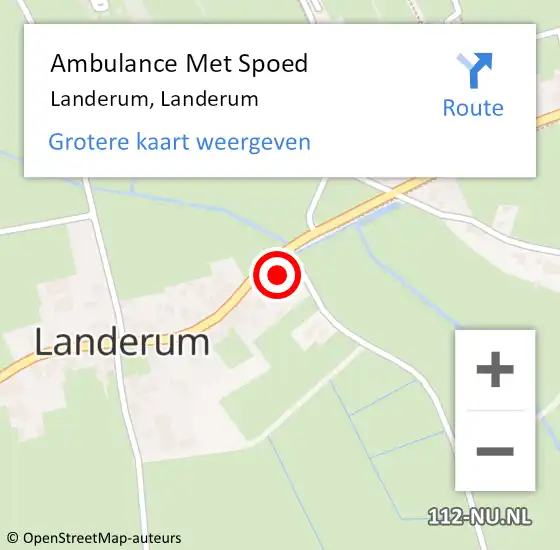 Locatie op kaart van de 112 melding: Ambulance Met Spoed Naar Landerum, Landerum op 12 juli 2014 18:45
