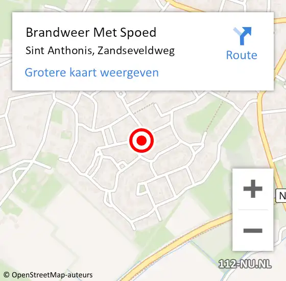 Locatie op kaart van de 112 melding: Brandweer Met Spoed Naar Sint Anthonis, Zandseveldweg op 30 maart 2022 20:38