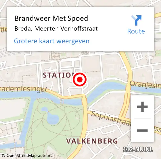 Locatie op kaart van de 112 melding: Brandweer Met Spoed Naar Breda, Meerten Verhoffstraat op 31 maart 2022 00:05