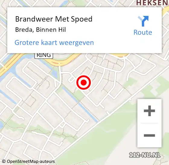 Locatie op kaart van de 112 melding: Brandweer Met Spoed Naar Breda, Binnen Hil op 31 maart 2022 00:39