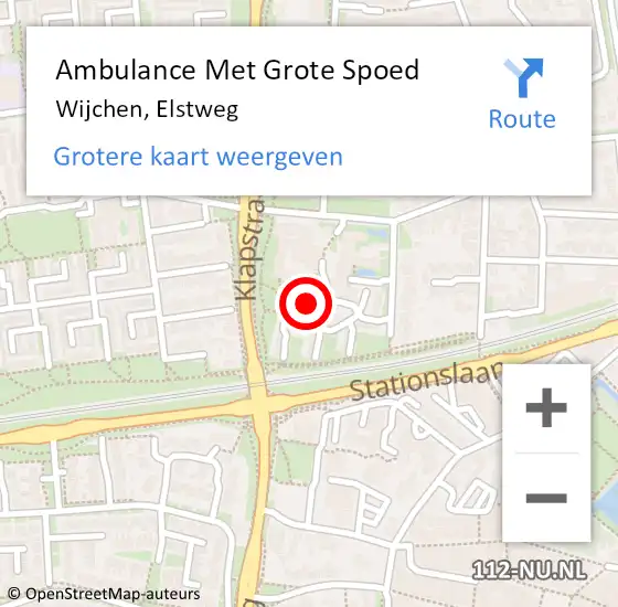 Locatie op kaart van de 112 melding: Ambulance Met Grote Spoed Naar Wijchen, Elstweg op 31 maart 2022 06:16