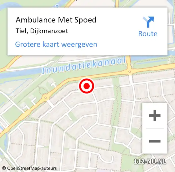 Locatie op kaart van de 112 melding: Ambulance Met Spoed Naar Tiel, Dijkmanzoet op 31 maart 2022 07:30