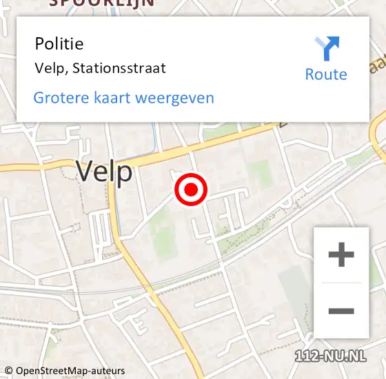 Locatie op kaart van de 112 melding: Politie Velp, Stationsstraat op 31 maart 2022 08:07