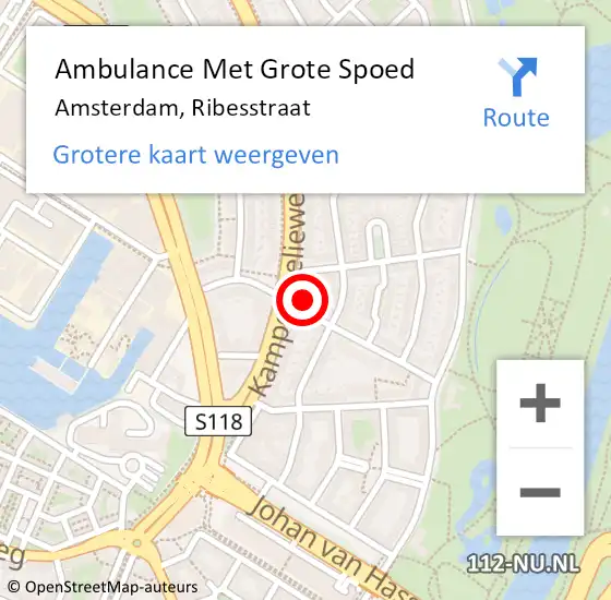 Locatie op kaart van de 112 melding: Ambulance Met Grote Spoed Naar Amsterdam, Ribesstraat op 31 maart 2022 09:17