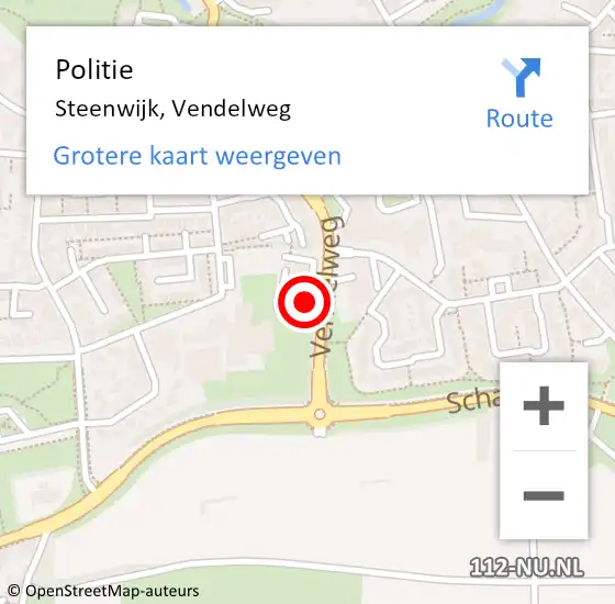 Locatie op kaart van de 112 melding: Politie Steenwijk, Vendelweg op 31 maart 2022 11:55