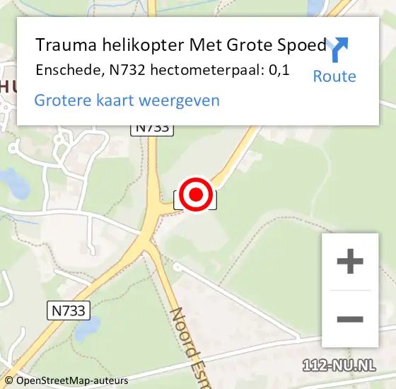 Locatie op kaart van de 112 melding: Trauma helikopter Met Grote Spoed Naar Enschede, N732 hectometerpaal: 0,1 op 31 maart 2022 13:19