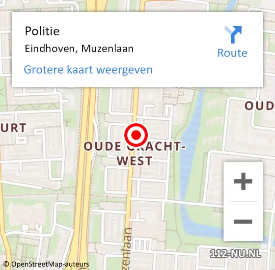 Locatie op kaart van de 112 melding: Politie Eindhoven, Muzenlaan op 31 maart 2022 15:29