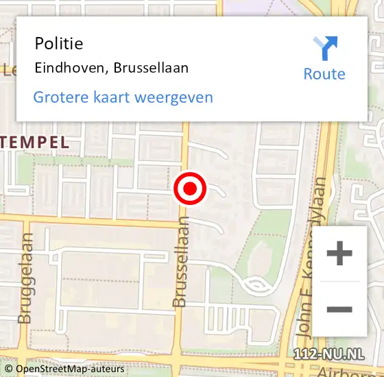 Locatie op kaart van de 112 melding: Politie Eindhoven, Brussellaan op 31 maart 2022 17:37