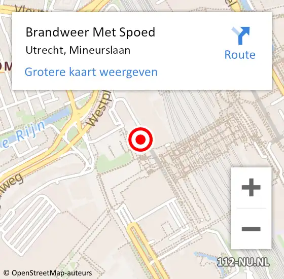 Locatie op kaart van de 112 melding: Brandweer Met Spoed Naar Utrecht, Mineurslaan op 31 maart 2022 17:40