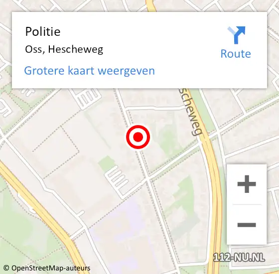Locatie op kaart van de 112 melding: Politie Oss, Hescheweg op 31 maart 2022 17:58
