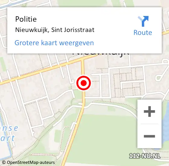 Locatie op kaart van de 112 melding: Politie Nieuwkuijk, Sint Jorisstraat op 31 maart 2022 18:43