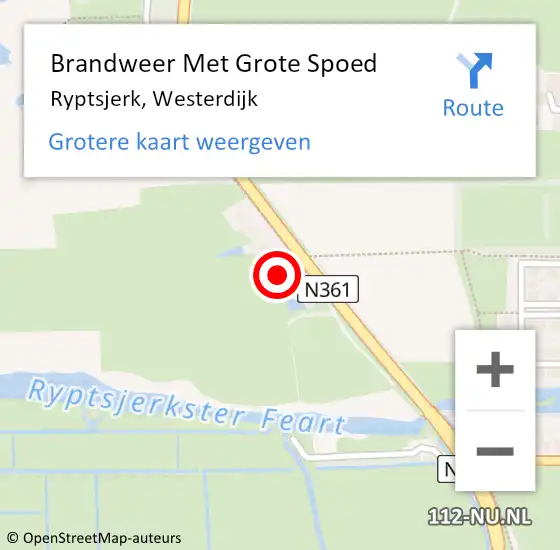 Locatie op kaart van de 112 melding: Brandweer Met Grote Spoed Naar Ryptsjerk, Westerdijk op 31 maart 2022 19:52